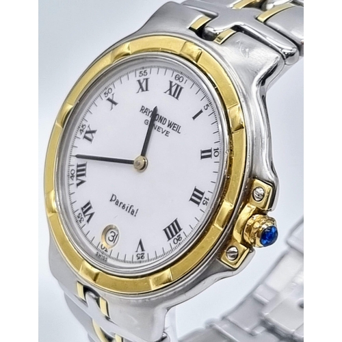 31 - A Raymond Weil Parsifal Ladies Watch. Two tone strap and case - 34mm. White dial with date window. Q... 