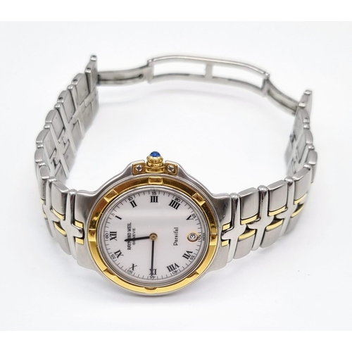 31 - A Raymond Weil Parsifal Ladies Watch. Two tone strap and case - 34mm. White dial with date window. Q... 