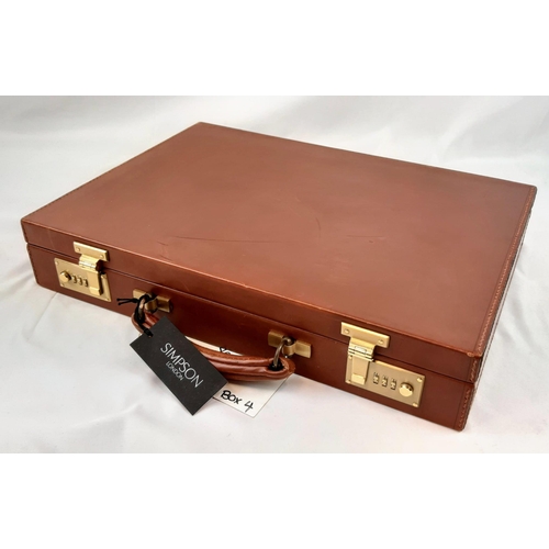 58 - A Simpson of London Brown Leather Attaché Case. Unused, but small signs of shop wear and tear so ple... 