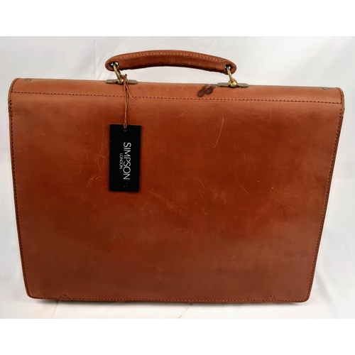 61 - A Simpson of London Flap-over Document Case in Dark Brown Leather. With original tag. Unused but som... 