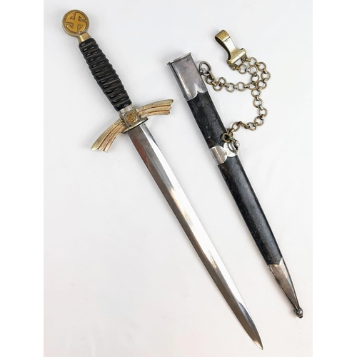 135 - A 1st Pattern WW2 Luftwaffe Nazi Dagger with Scabbard and Nickel Ring Chain. Makers mark of Gebr Hel... 