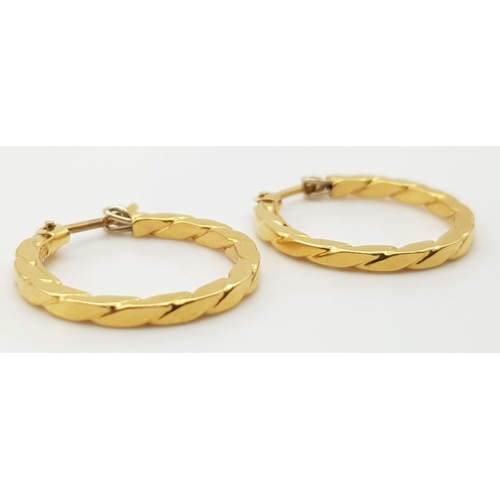 277 - 18K YELLOW GOLD HOOP EARRINGS 2.2G