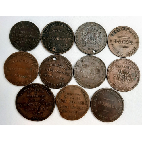 519 - Eleven New Zealand Early Copper Tokens.