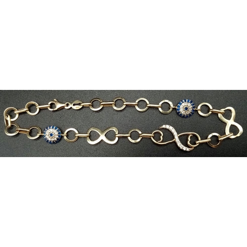 180 - 14K STONE SET BRACELET 4.6G.