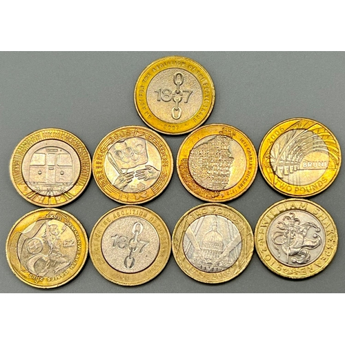 1193 - Nine X £2 British Collectors Coins. Please see photos for details.