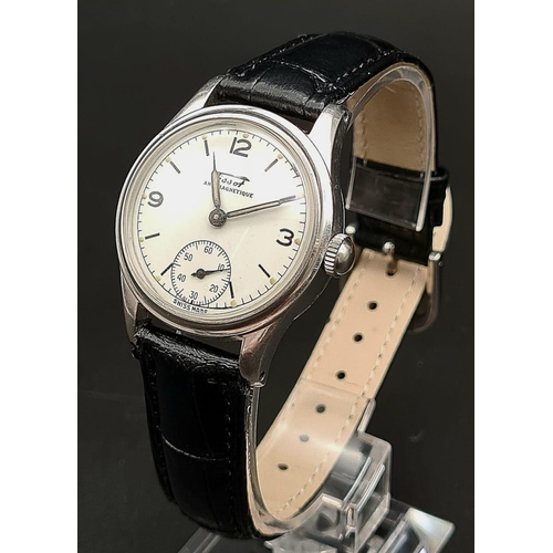 399 - A Vintage Tissot Antimagnetic Watch, Cal.27 movement. Black leather strap. Case - 30mm. White dial w... 