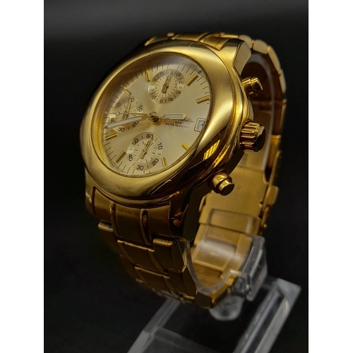 884 - A Gold Plated Gianni Sabatini Chronograph Watch. Gold plated strap and case - 40mm. Gilded dial with... 