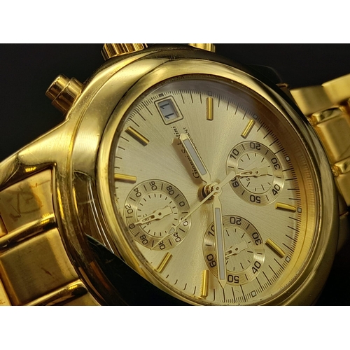 884 - A Gold Plated Gianni Sabatini Chronograph Watch. Gold plated strap and case - 40mm. Gilded dial with... 