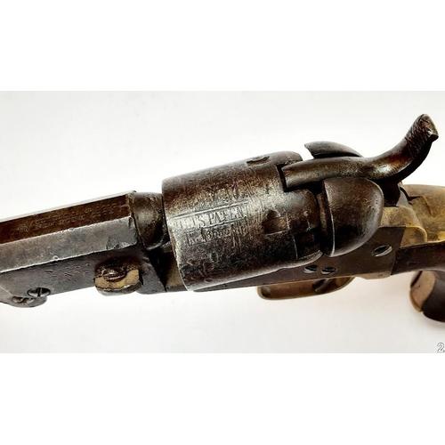 106 - An Antique 1860 Pocket Colt 31 Revolver Black Powder Pistol. Model 1849. Stagecoach scene on cylinde... 