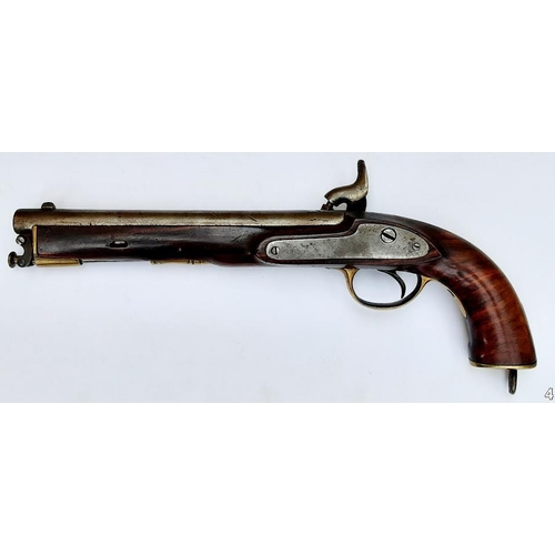 141 - An Unknown Antique 60 Calibre Single Shot Percussion Horse Pistol. Round steel barrel with no visibl... 