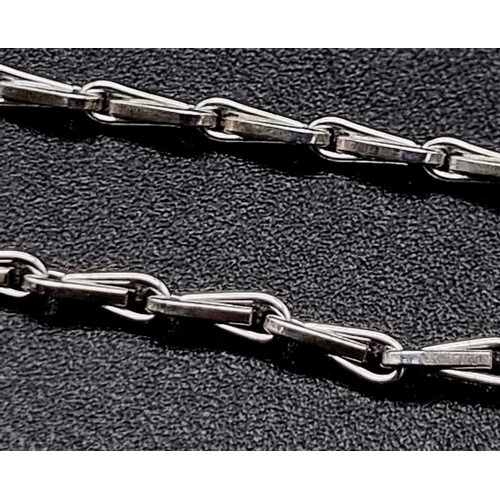 1029 - A pair of sterling silver rhodium plated chain earrings. Total Weight: 2.82 grams. Drop length: 9cm.