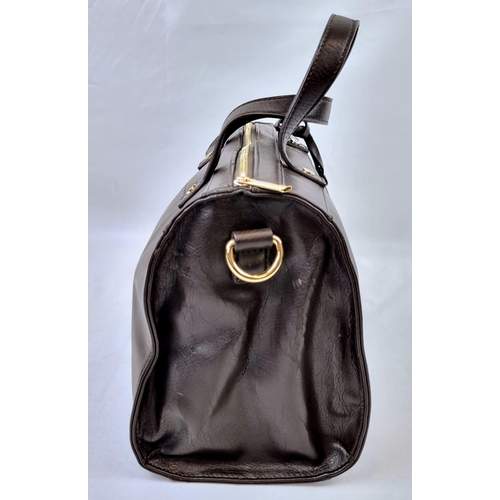 343 - A Large Armani (Jeans) Handbag. Brown leather with monogrammed cloth interior. In good condition (wi... 