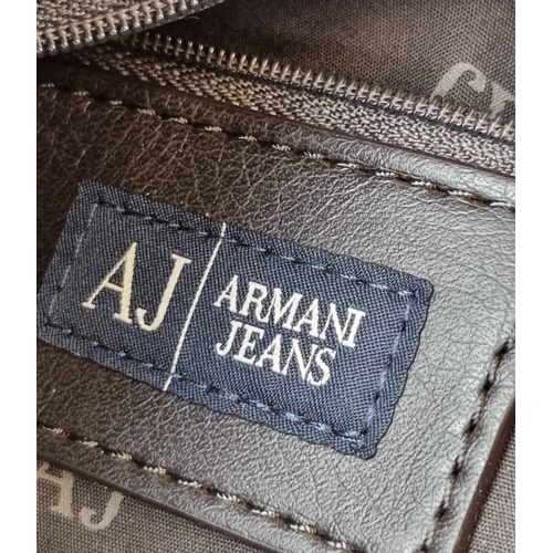 343 - A Large Armani (Jeans) Handbag. Brown leather with monogrammed cloth interior. In good condition (wi... 