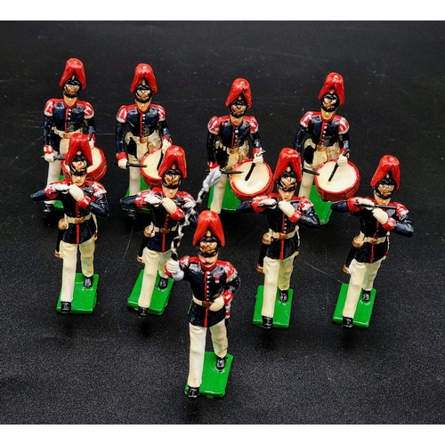 581 - A Vintage Set of Nine Prussian Fife and Drums Lead Soldiers.