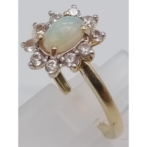 1172 - A Gilded 925 Silver and Opal Ring. Size N.