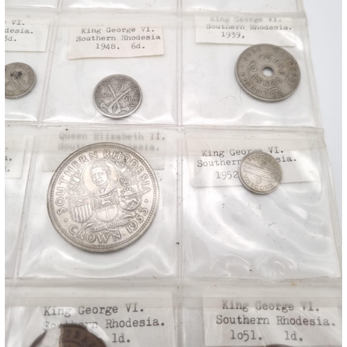 294 - A Collection of King George VI and Queen Elizabeth II Rhodesian Coins. Includes a 1953 Silver Crown.... 