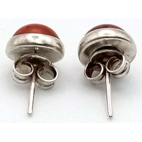 1168 - A Pair of Red Stone Earrings on 925 Silver.