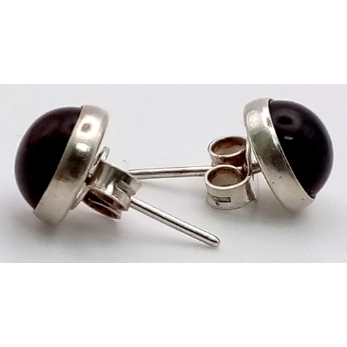 1168 - A Pair of Red Stone Earrings on 925 Silver.