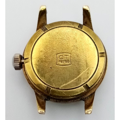 39 - An 18K Gold Cased Zheut Watch. Not in working order.
11.9g total case weight.