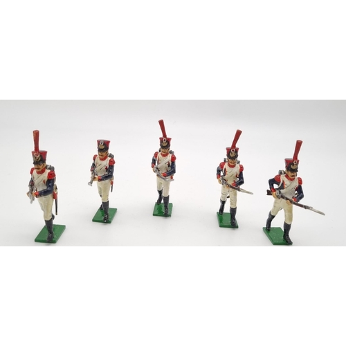 517 - A Vintage Set of Seven French Battle of Waterloo Lead Soldiers. One is slightly damaged.