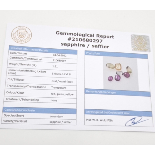 326 - A group of seven oval faceted sapphires (total 1.61 carats) with gemmological report. Average dimens... 