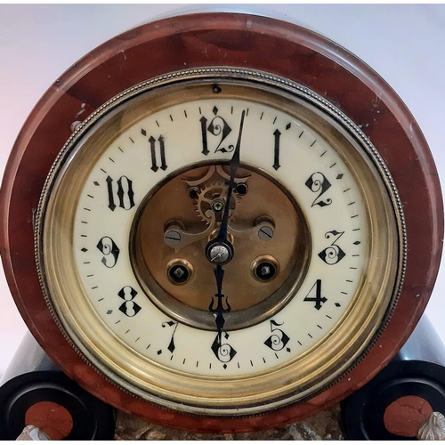 107 - An Antique (Circa 1860) French Parisian Brocot Mercury Pendulum Clock - With two side ornaments. Mad... 