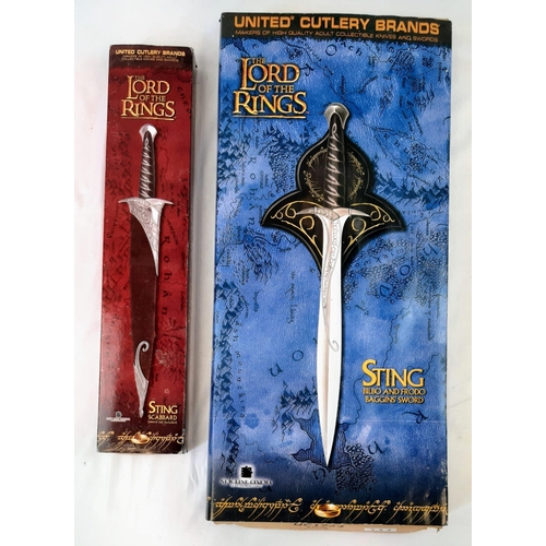 111 - The Lord of The Rings Sting Sword with Scabbard. Sword - Stainless steel blade with solid metal hilt... 