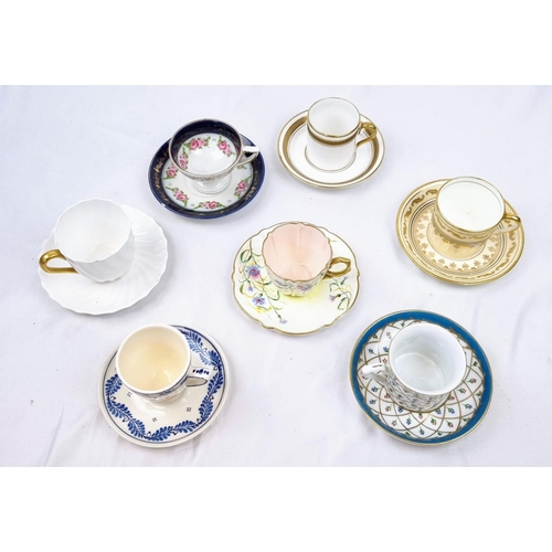 1121 - A Selection of Seven Vintage and Antique Ceramic Miniature Cups and Saucers.