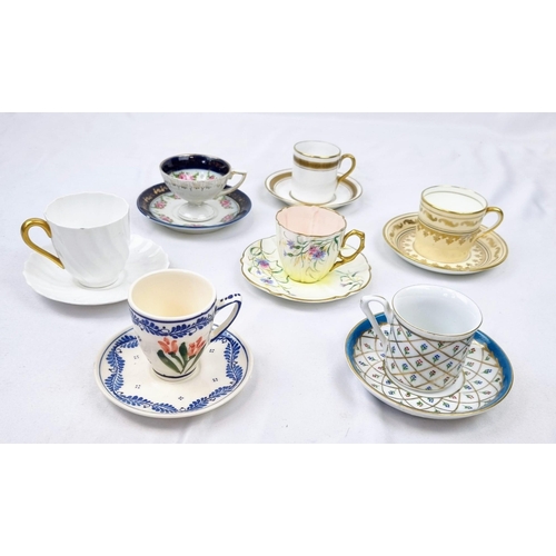 1121 - A Selection of Seven Vintage and Antique Ceramic Miniature Cups and Saucers.