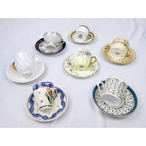 1121 - A Selection of Seven Vintage and Antique Ceramic Miniature Cups and Saucers.