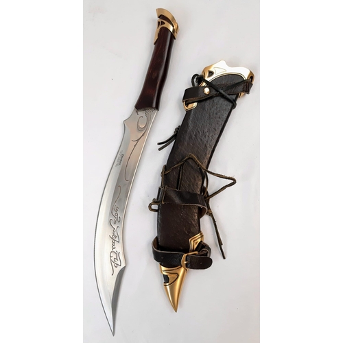 132 - The Lord of The Rings Elven Knife of Strider and Scabbard. Knife - Stainless steel blade with full t... 