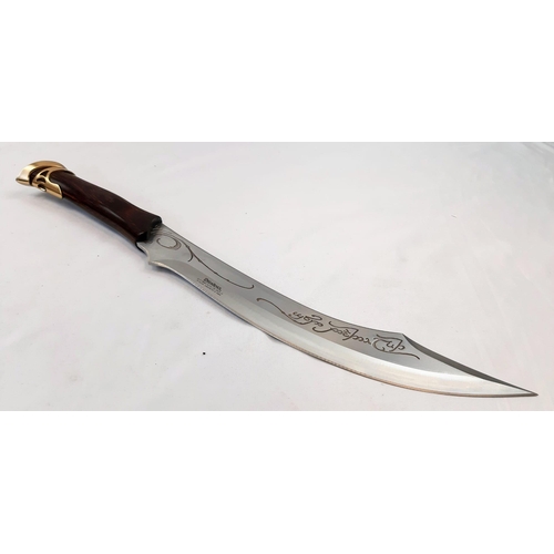 132 - The Lord of The Rings Elven Knife of Strider and Scabbard. Knife - Stainless steel blade with full t... 