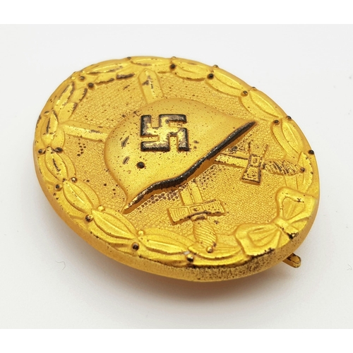 247 - 3rd Reich Gold Grade Wound Badge. Stamped with LDO no 30 for the Maker Hauptmüzamt.