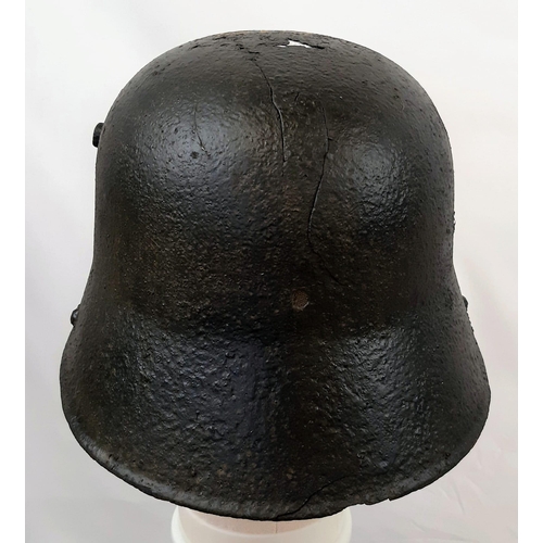 144 - WW1 German Original Helmet Found Near Cambrai with Post War Painted Memorial.