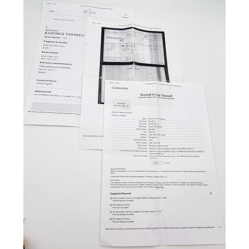 148 - WW1 Medal Trio and Death Plaque to P.G. Tanswell who died during the 2nd Battle of Ypres.