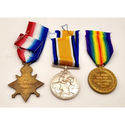 148 - WW1 Medal Trio and Death Plaque to P.G. Tanswell who died during the 2nd Battle of Ypres.