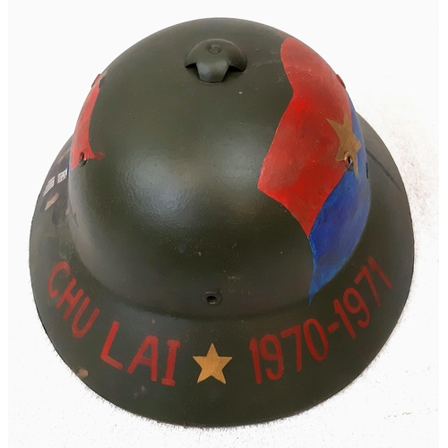 421 - Vietnam War Era Vietcong Officers Hard Helmet with Victory Painting.