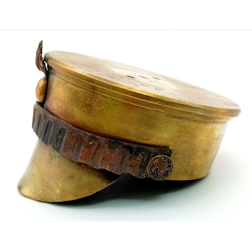 725 - WW1 British Trench Art Cap made from an 18 Pdr. Shrapnel Shell Dated 1907 Reused 1915.