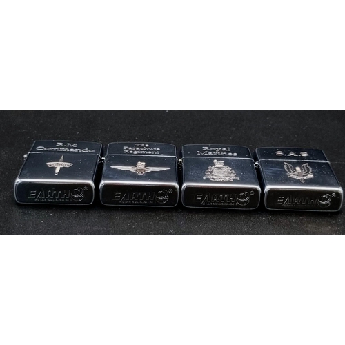 860 - 4 x Windproof Lighters with Special Forces Logos.