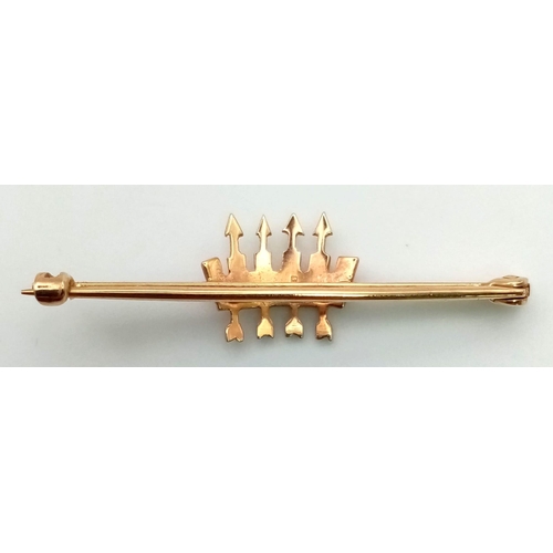 54 - A Superb Fully Hallmarked Vintage 9 Carat Gold and Diamond Arrow. Brooch in Fitted Box by Garrard, L... 