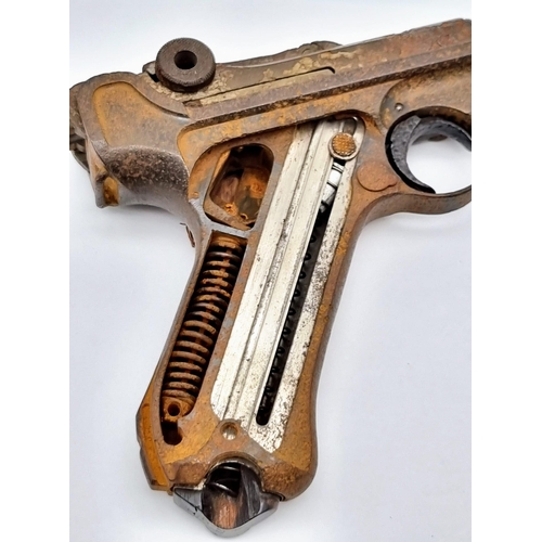 7 - WW1 German 1917 Dated Luger Found in a Tunnel in Messines, Belgium- Replacement Grips.