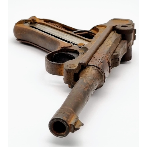 7 - WW1 German 1917 Dated Luger Found in a Tunnel in Messines, Belgium- Replacement Grips.