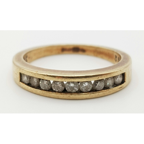 872 - 9K YELLOW GOLD DIAMOND 1/2 ET RING 4G 0.35CT SIZE P