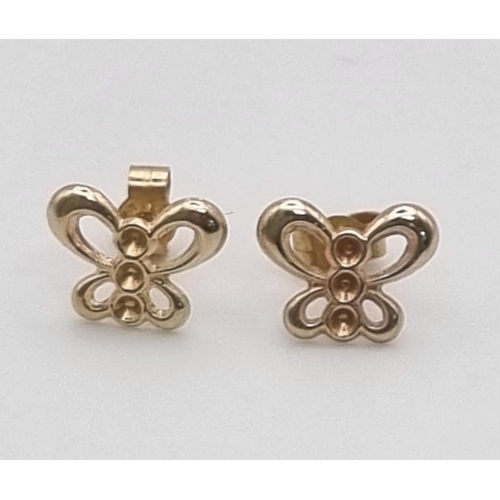 659 - 9K YG BUTTERFLY STUD EARRINGS 0.5G