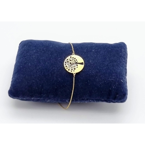 687 - 9K YELLOW GOLD FAMILY TREE BRACELET 1G