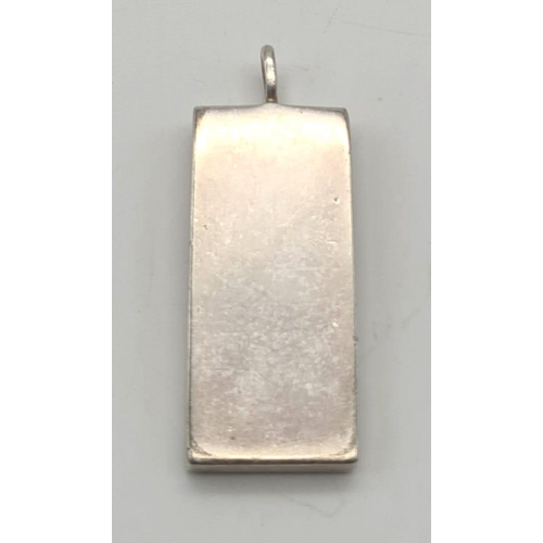 694 - SOLID STERLING SILVER INGOT PENDANT, WEIGHT 29.8G FULLY HALLMARK