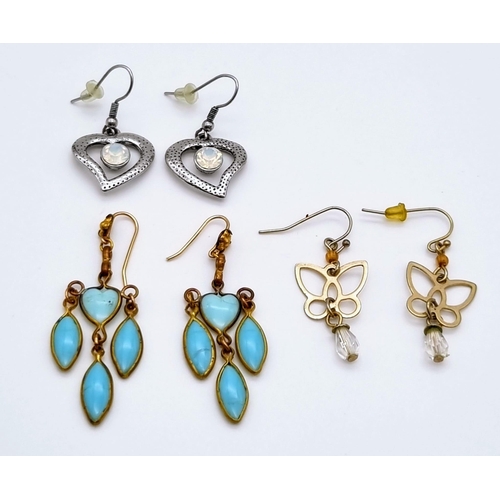 803 - SELECTION OF 10 PAIRS OF DROP EARRINGS.