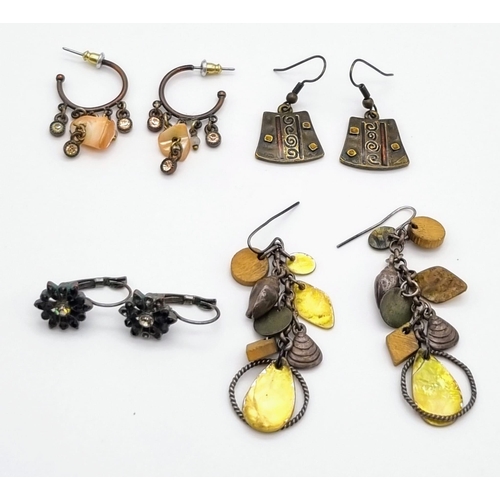 803 - SELECTION OF 10 PAIRS OF DROP EARRINGS.