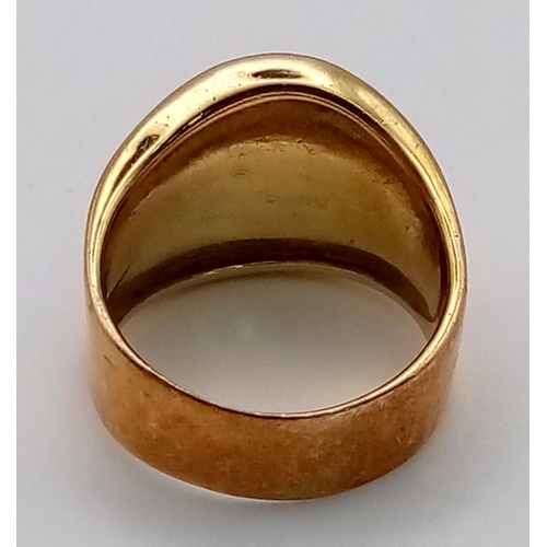 787 - A Richly Gilded Vintage 925 Silver Band Ring with Brushed Effect Decoration. Size O. 8.65g.