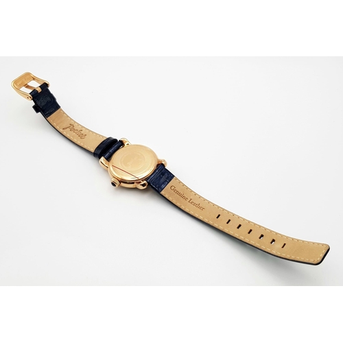 842 - A Wonderful Ladies Pocket PK1012 Quartz Watch. Blue leather strap. Rose gold plated case - 30mm with... 